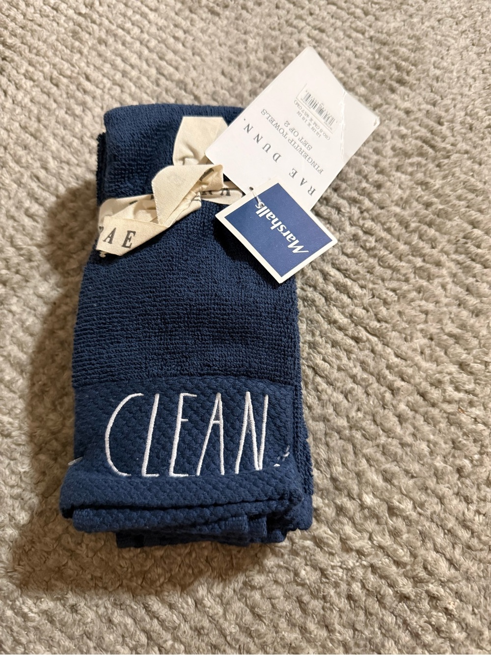 Navy 'CLEAN' Kitchen Petite Towel Set - Rae Dunn NWT